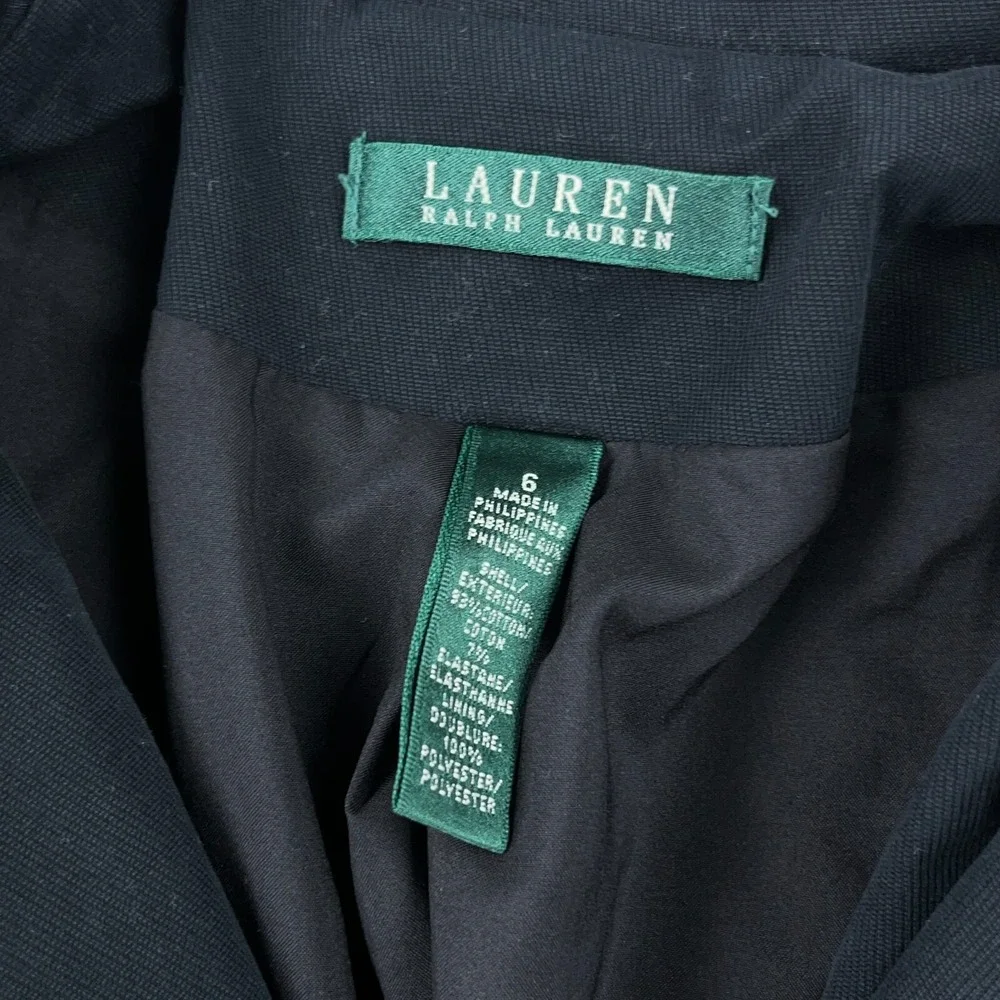 Lauren Ralph Lauren Blazer Women 6 Black Sports Coat Jacket Silver Metal Buttons